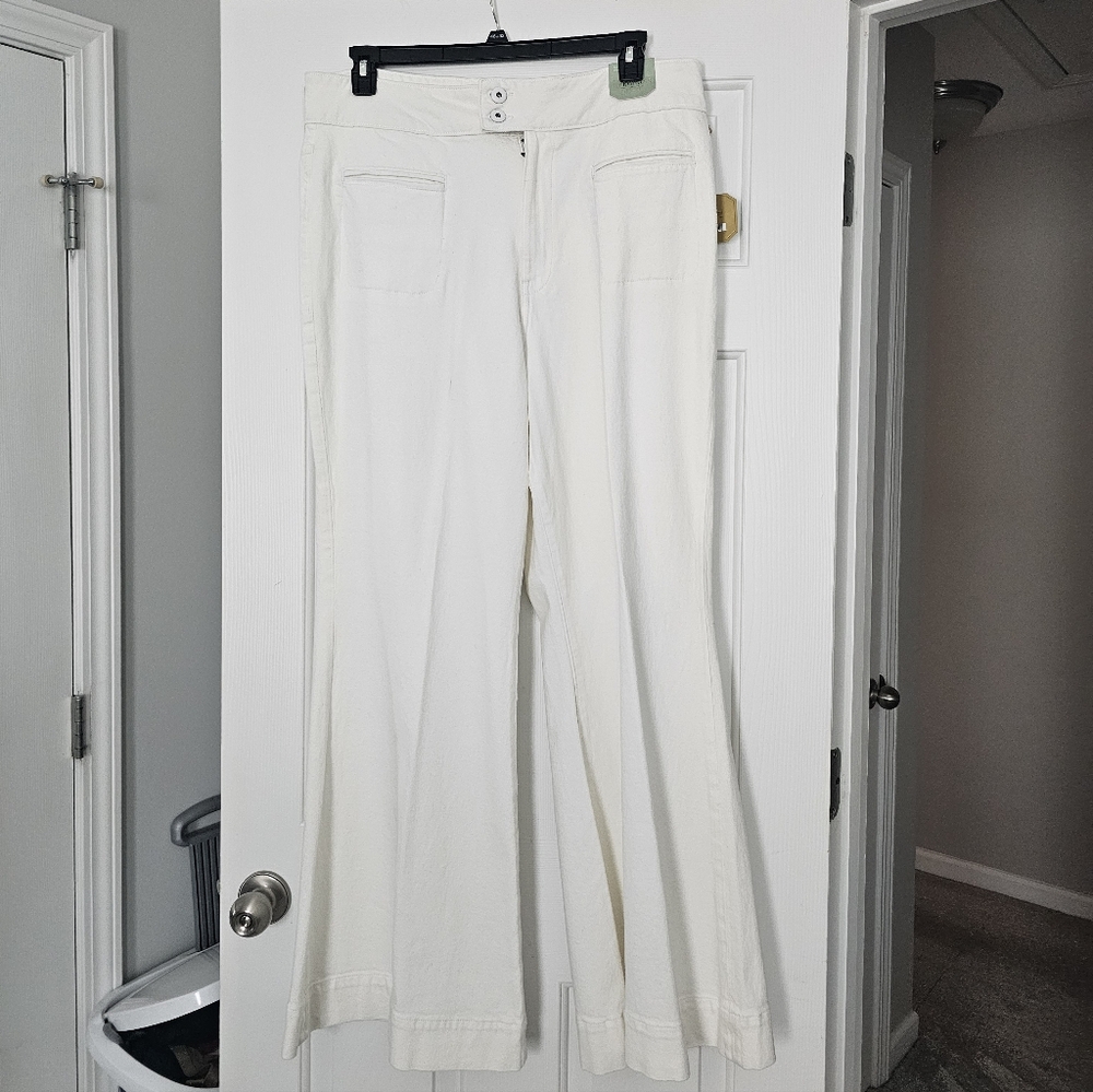 Whiteish Cream Wide-Leg Pants Size 18